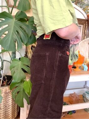 Vintage Empyre Womens Brown Tori 90s Corduroy High Waisted Wide Leg Skate Pants